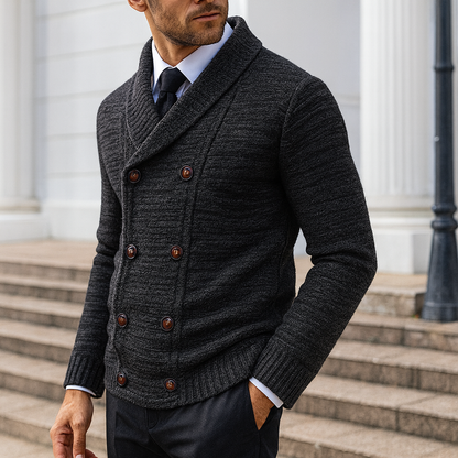 Men's Cardigan Sweater – Double Breasted Shawl Collar Cardigan