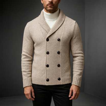 Men's Cardigan Sweater – Double Breasted Shawl Collar Cardigan