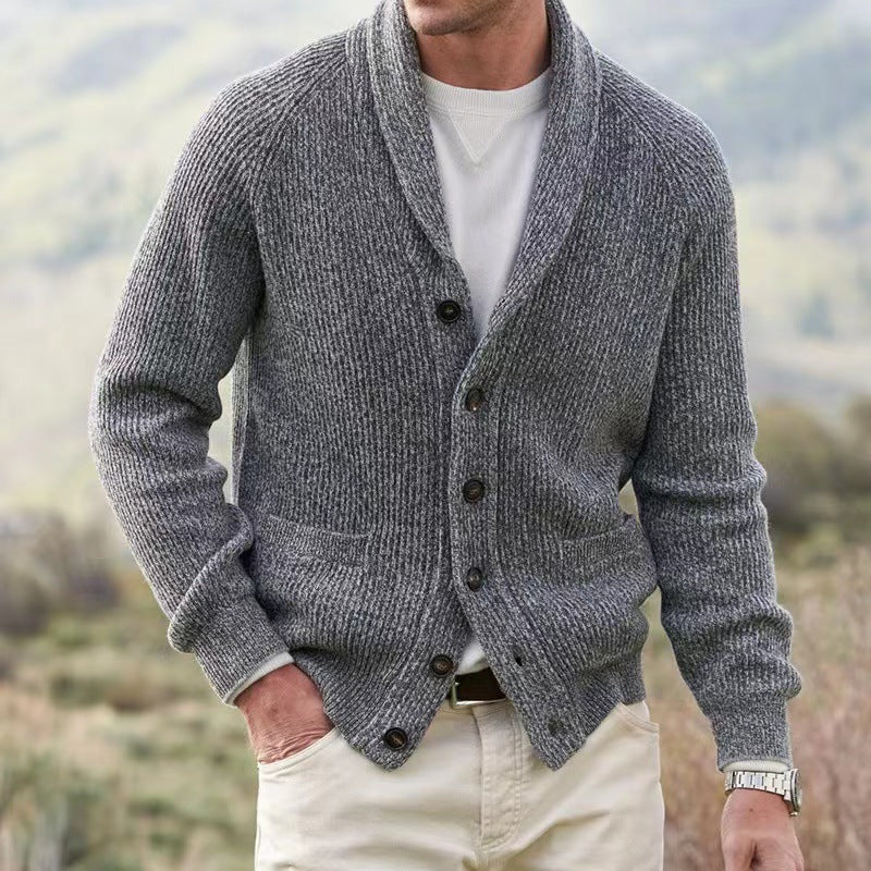 Men's Cardigan Sweater – Shawl Collar Button Cardigan