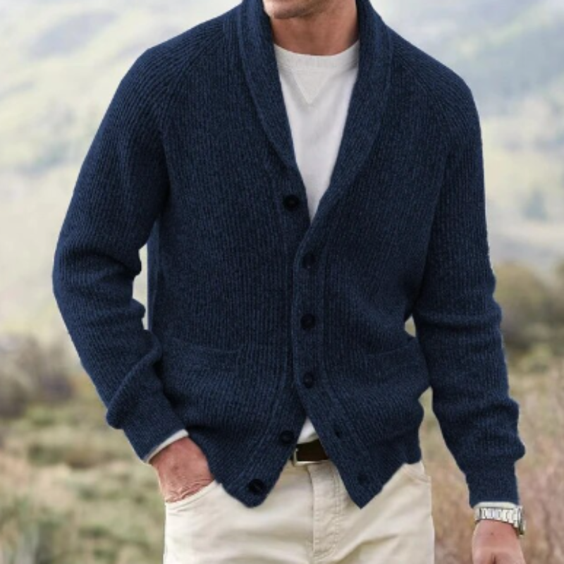 Men's Cardigan Sweater – Shawl Collar Button Cardigan