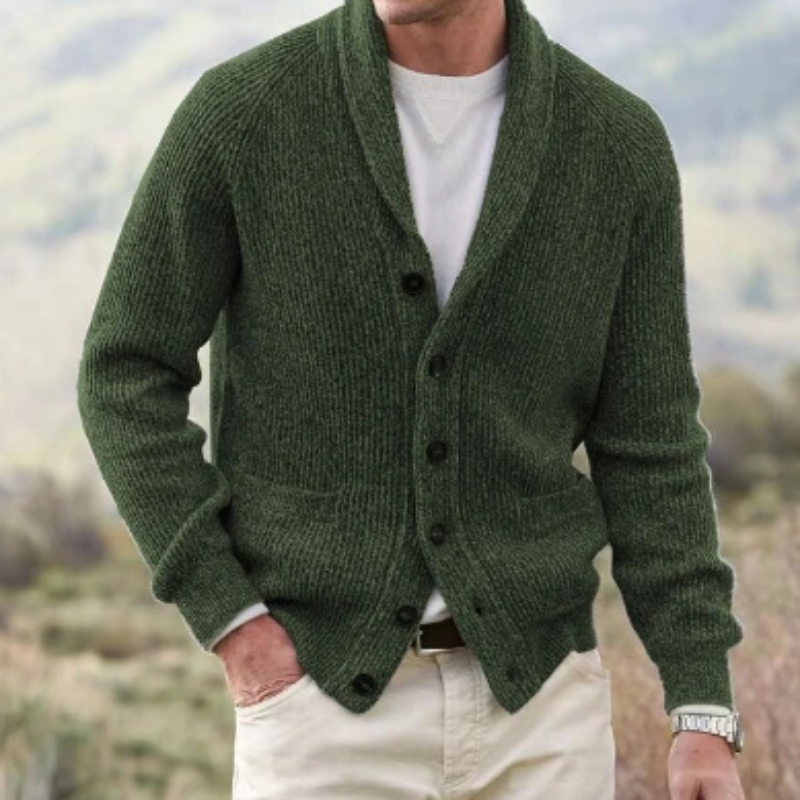 Men's Cardigan Sweater – Shawl Collar Button Cardigan
