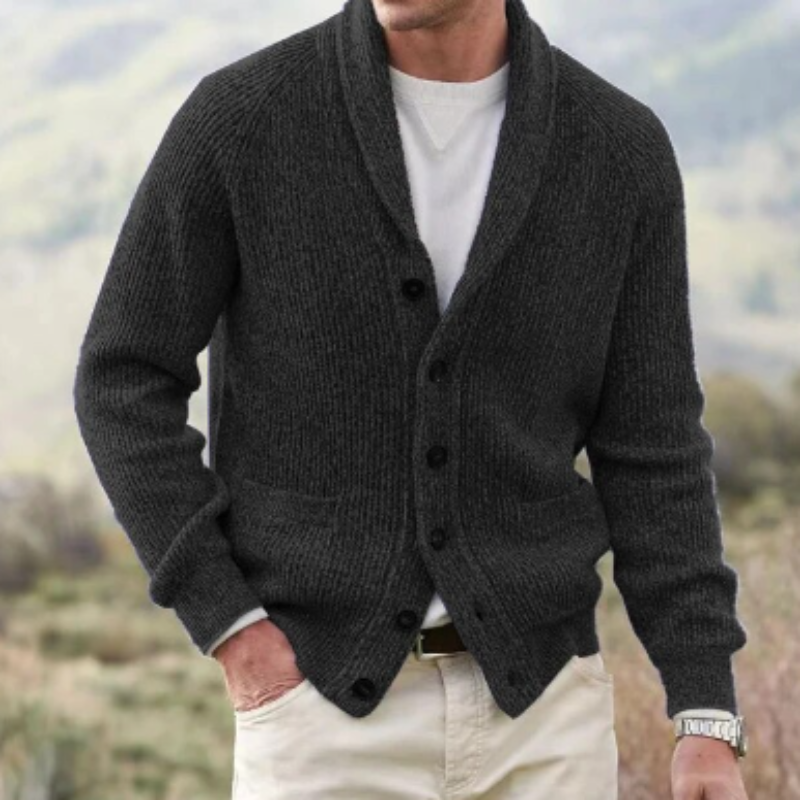 Men's Cardigan Sweater – Shawl Collar Button Cardigan