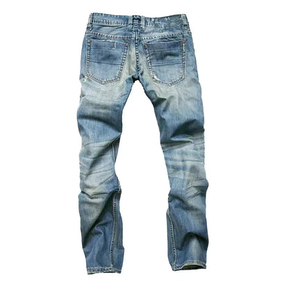 Men's Jeans – Distressed Straight Leg Vintage Denim