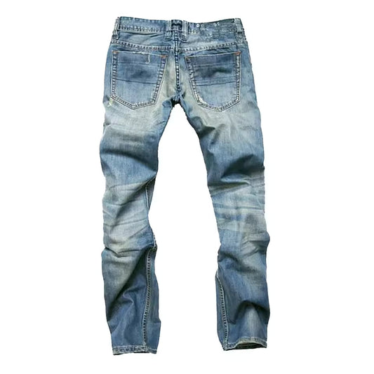 Men's Jeans – Distressed Straight Leg Vintage Denim