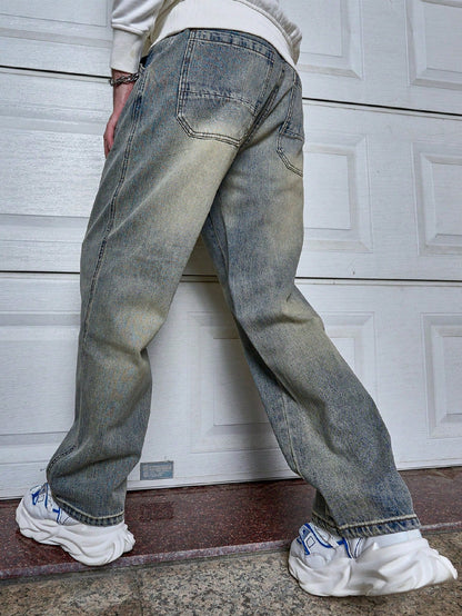Men's Jeans – Relaxed Straight Leg Washed Denim