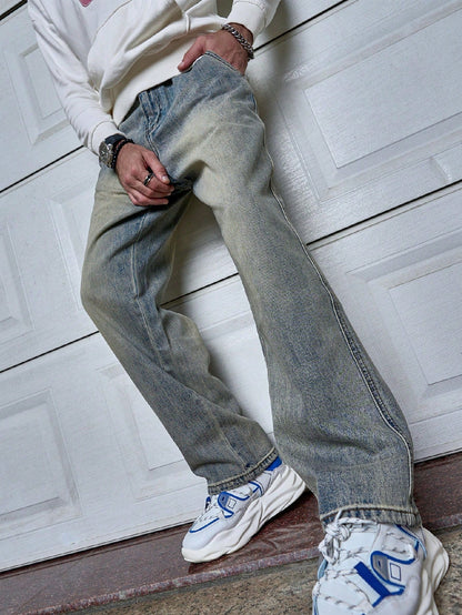 Men's Jeans – Relaxed Straight Leg Washed Denim