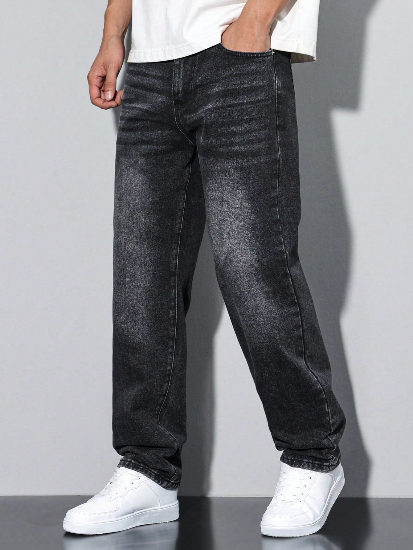 Men's Jeans – Washed Straight Leg Casual Denim Pants