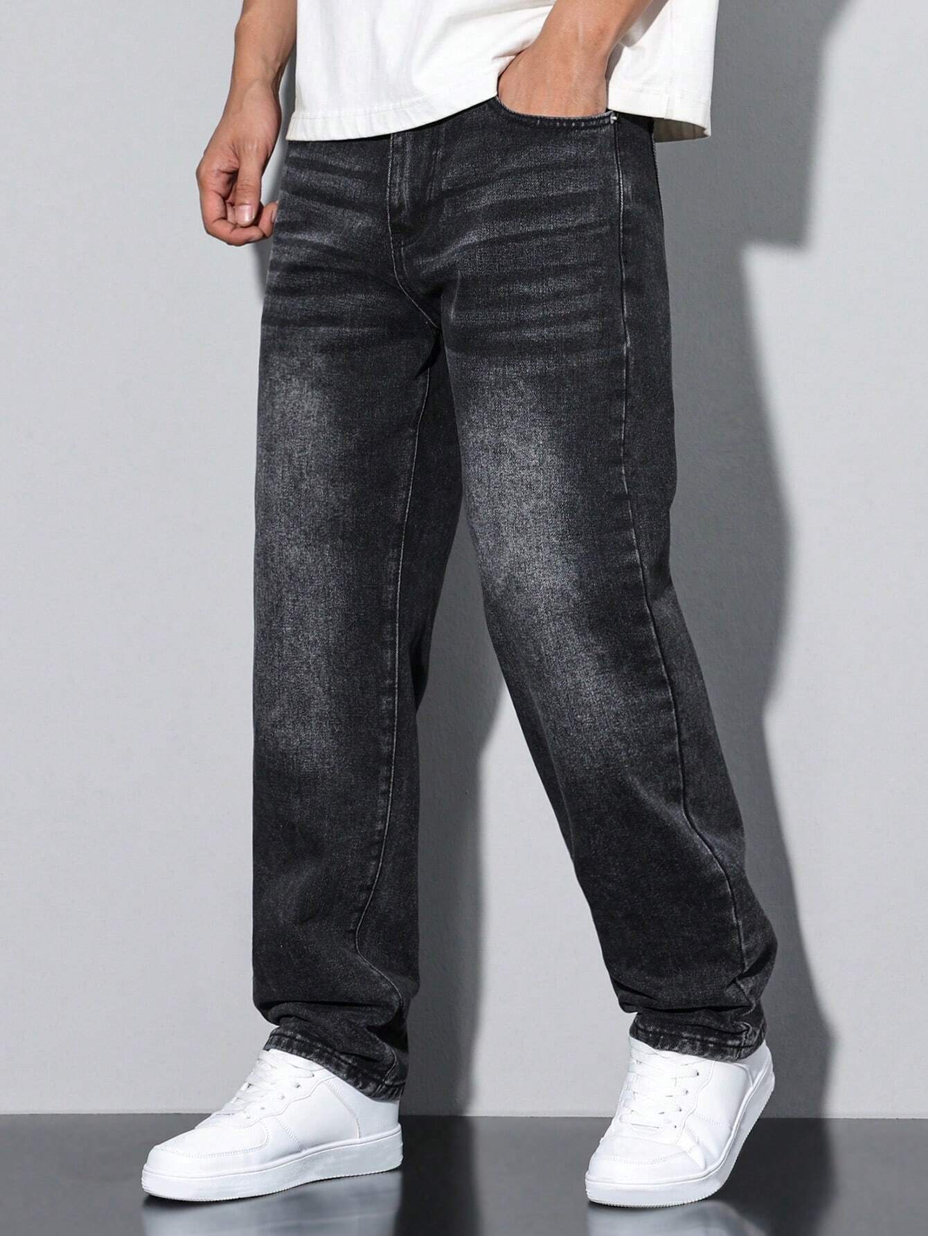Men's Jeans – Washed Straight Leg Casual Denim Pants