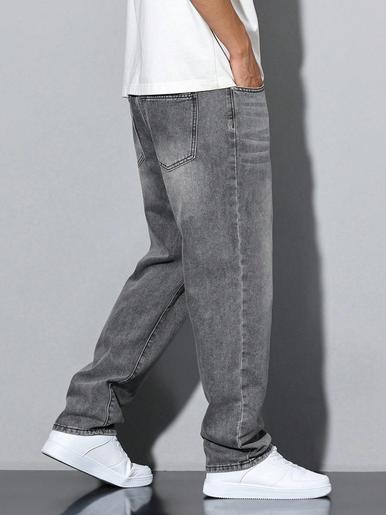 Men's Jeans – Washed Straight Leg Casual Denim Pants