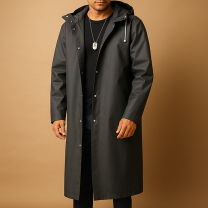 Men's Raincoat – Waterproof Long Hooded Design