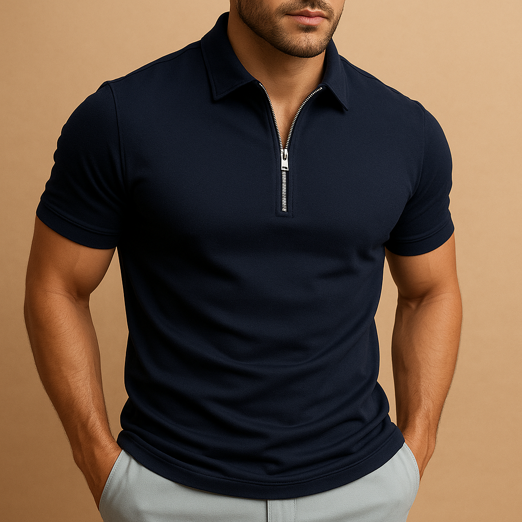 Modern slim fit polo shirt for men with zipper | Lucas