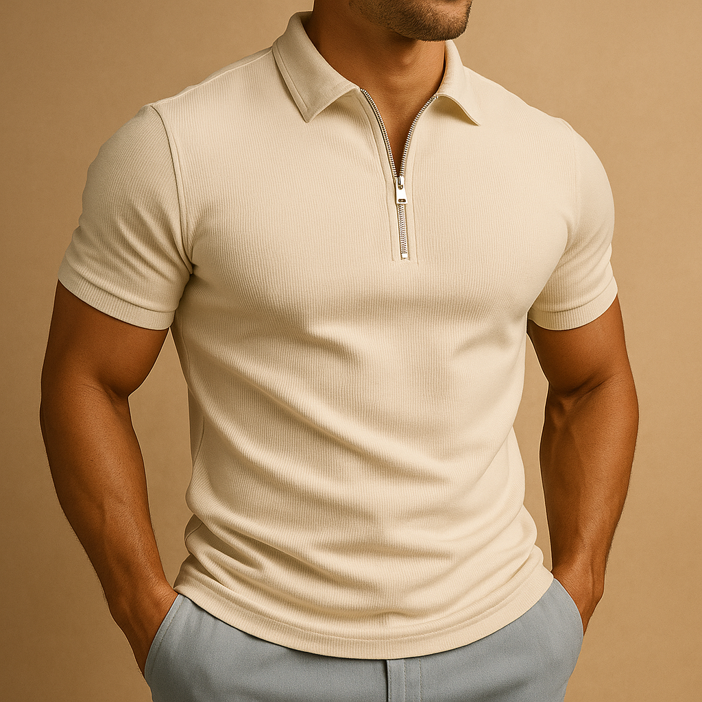 Modern slim fit polo shirt for men with zipper | Lucas