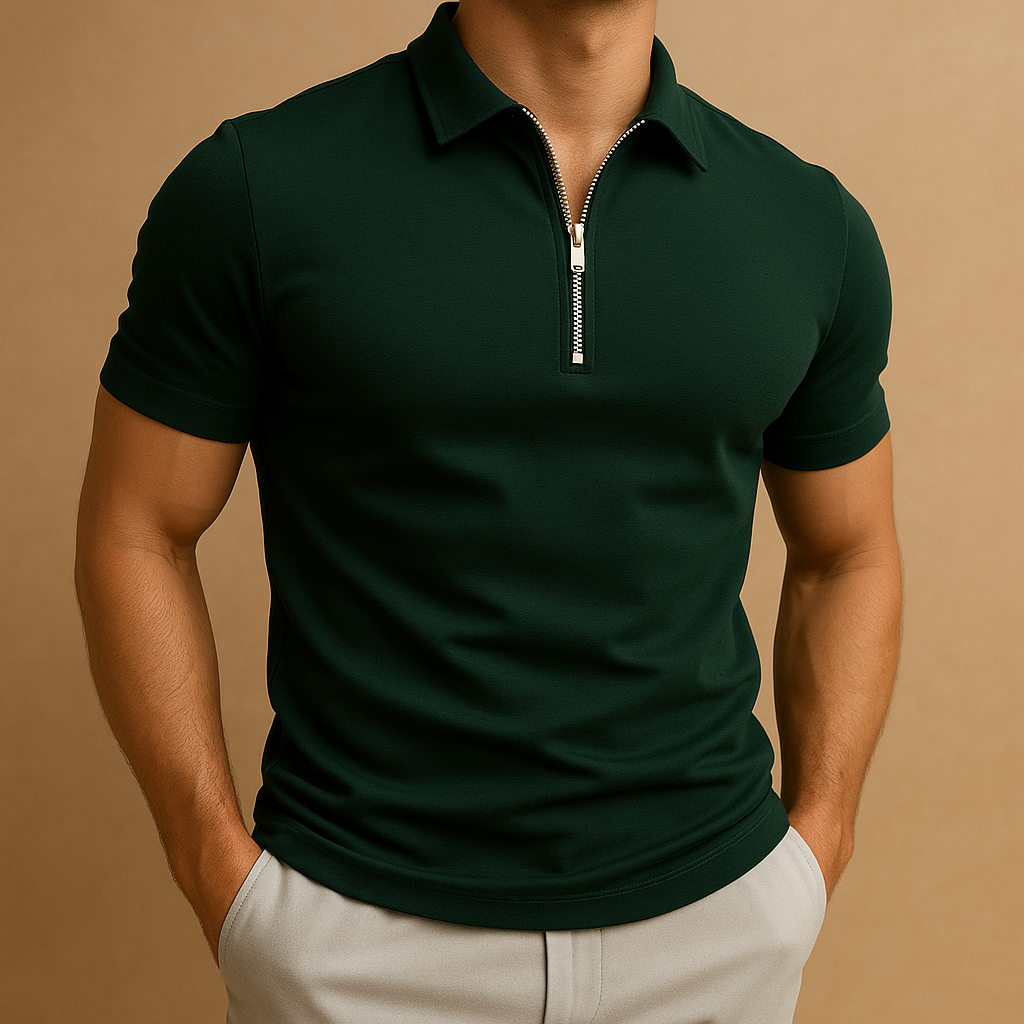 Modern slim fit polo shirt for men with zipper | Lucas