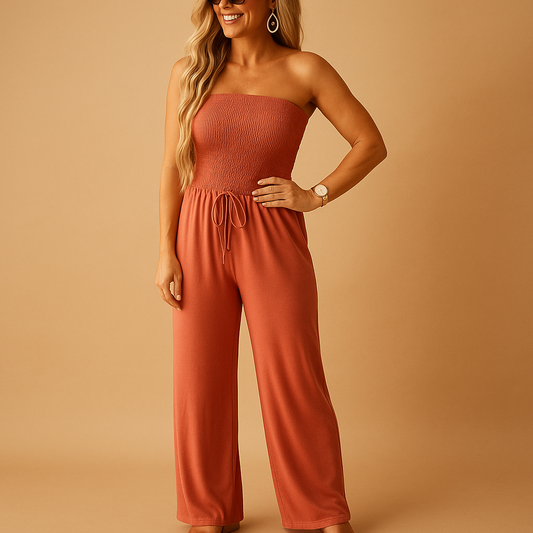 Off-shoulder summer jumpsuit for women | Clara