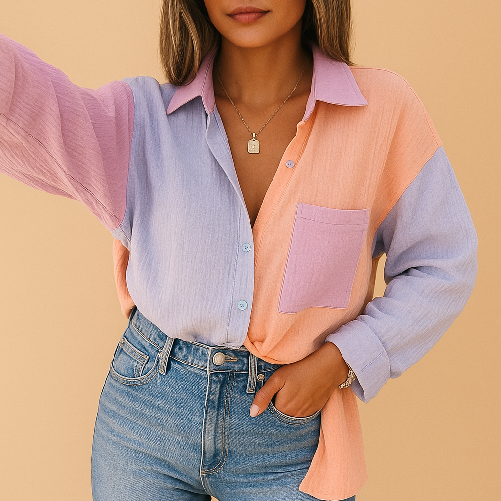 Patchwork colorful blouse for women | Isla