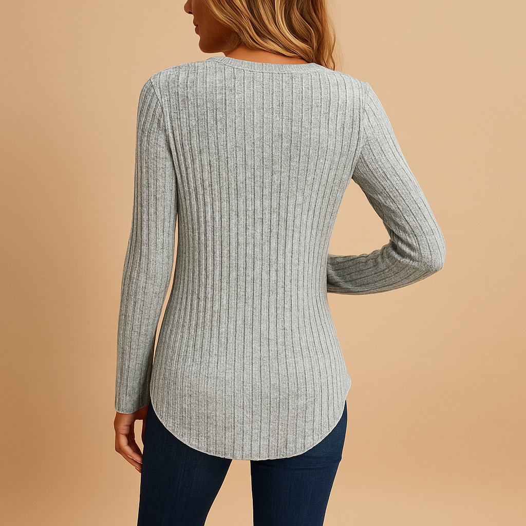 Ribbed V-neck top for women | Clara