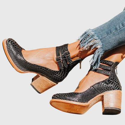 Sabrina | Women's Heeled Ankle Boots – Double Buckle Block Heel