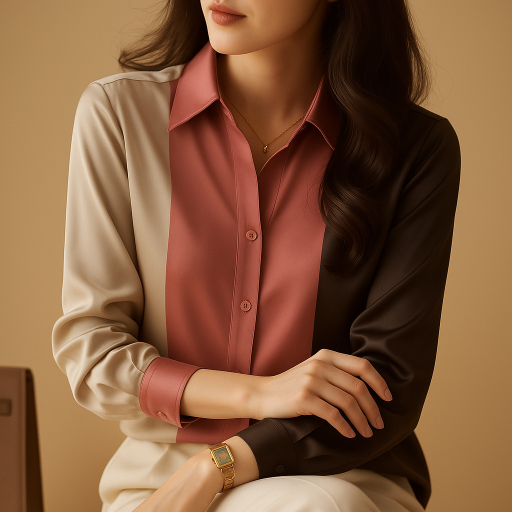 Striped satin blouse for women | Naomi