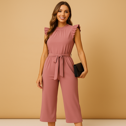Tailored jumpsuit with belt for women | Naomi
