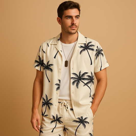 Tropical summer set with palm print for men | Adrian