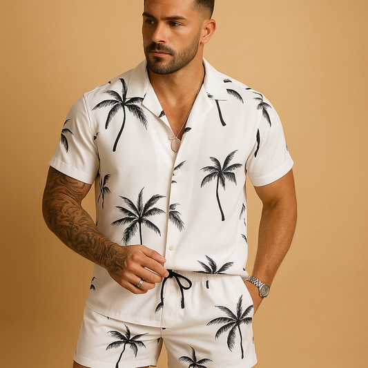 Tropical summer set with palm print for men | Adrian