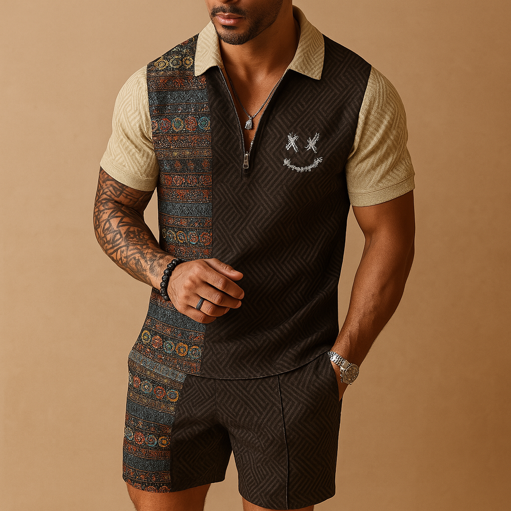 Vintage polo and shorts summer set for men | Elliot