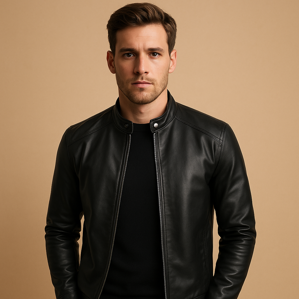 Waterproof black biker jacket for men | Adrian