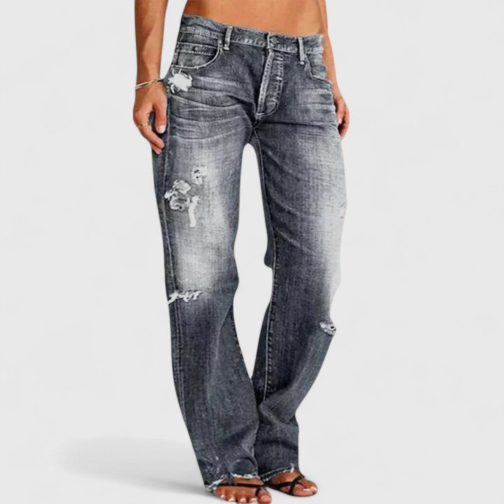 Women's Baggy Jeans – Distressed Wide Leg Denim