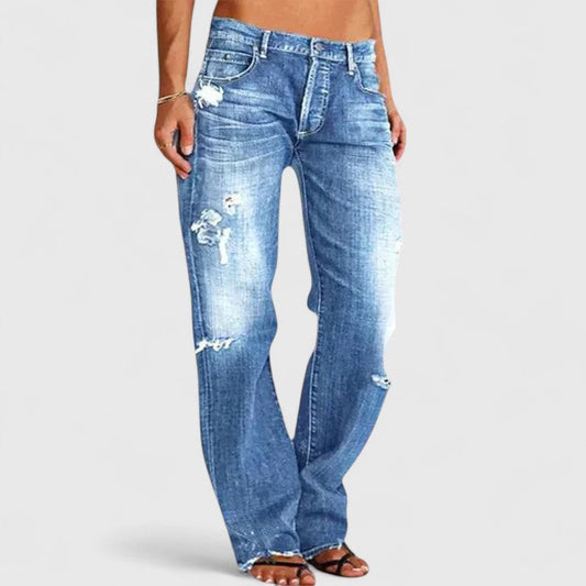 Women's Baggy Jeans – Distressed Wide Leg Denim