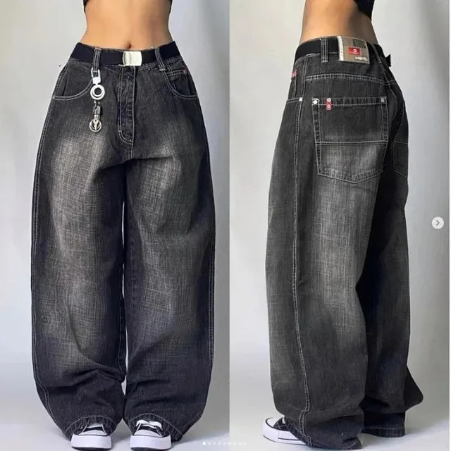 Women's Baggy Jeans – Wide Leg Cargo Pocket Denim