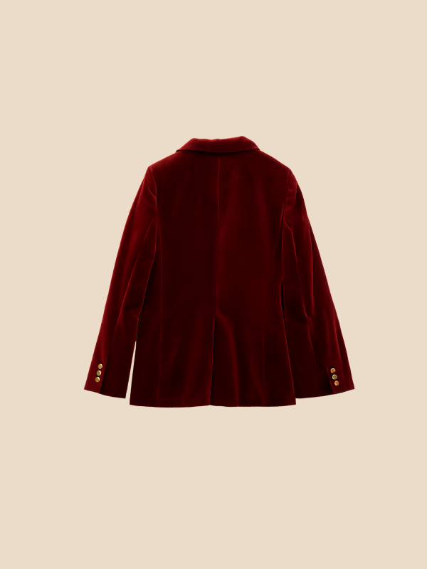 Women's Blazer – Tailored Velvet Gold Button Jacket