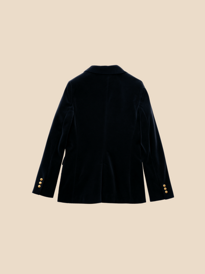 Women's Blazer – Tailored Velvet Gold Button Jacket