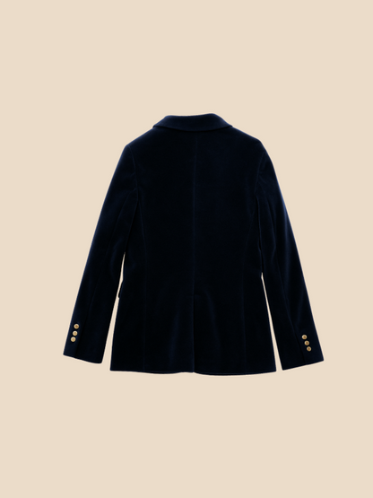 Women's Blazer – Tailored Velvet Gold Button Jacket