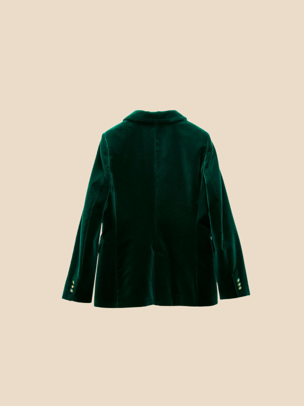 Women's Blazer – Tailored Velvet Gold Button Jacket