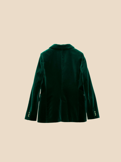 Women's Blazer – Tailored Velvet Gold Button Jacket
