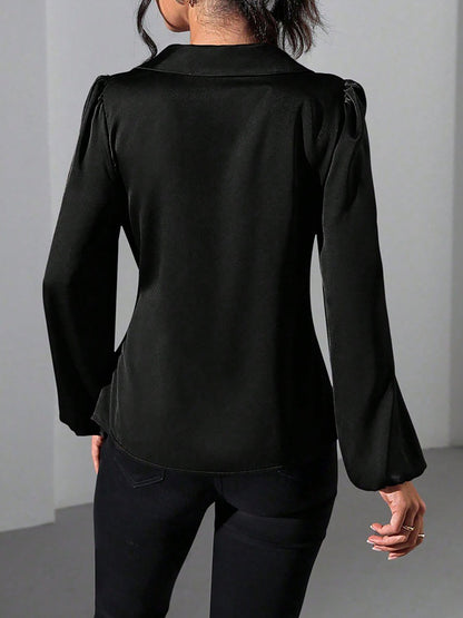 Women's Blouse – Satin Wrap Tie Top