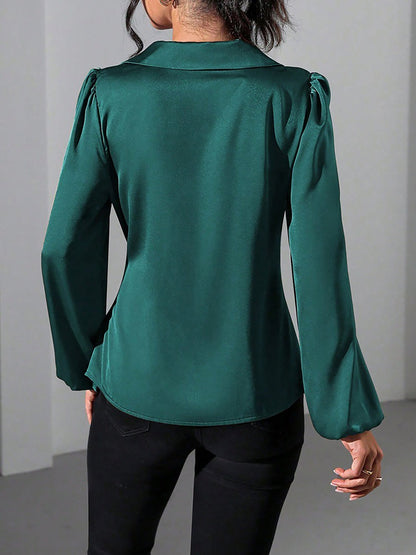 Women's Blouse – Satin Wrap Tie Top
