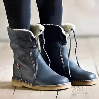 Women's Boots – Fur-Lined Winter Lace-Up Boots