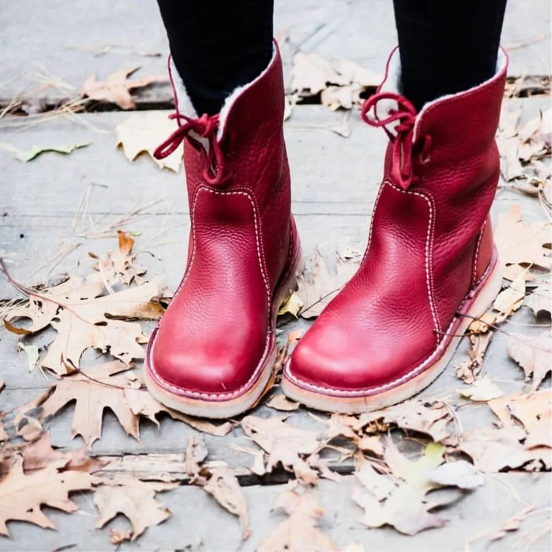 Women's Boots – Fur-Lined Winter Lace-Up Boots