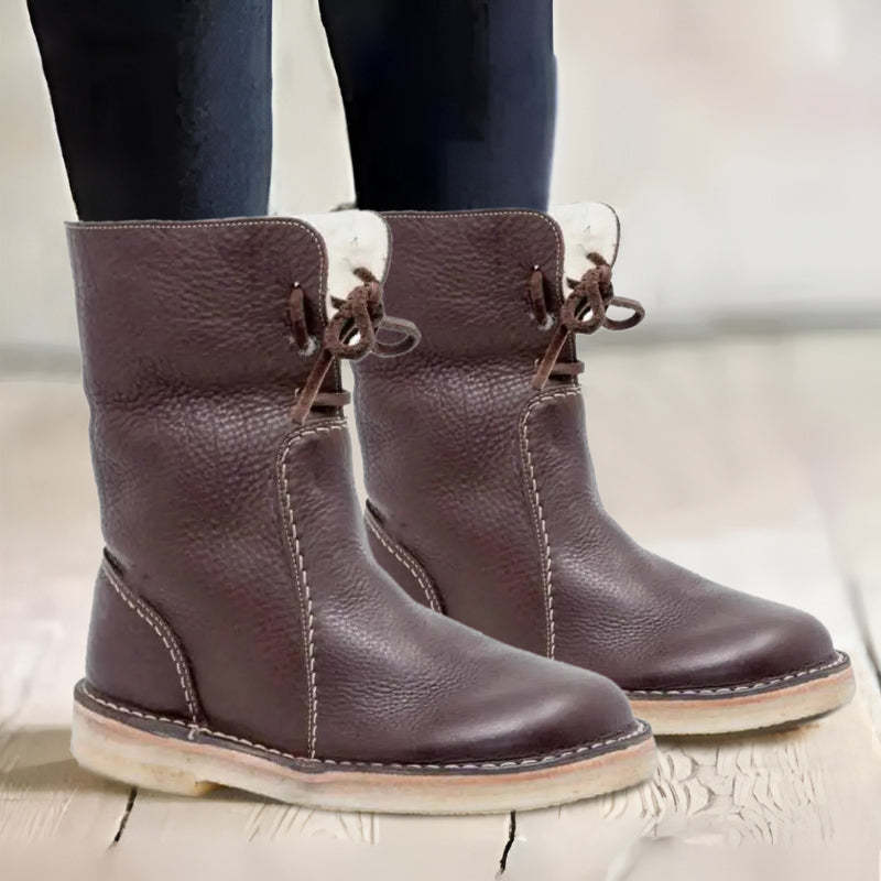 Women's Boots – Fur-Lined Winter Lace-Up Boots