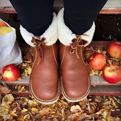Women's Boots – Fur-Lined Winter Lace-Up Boots