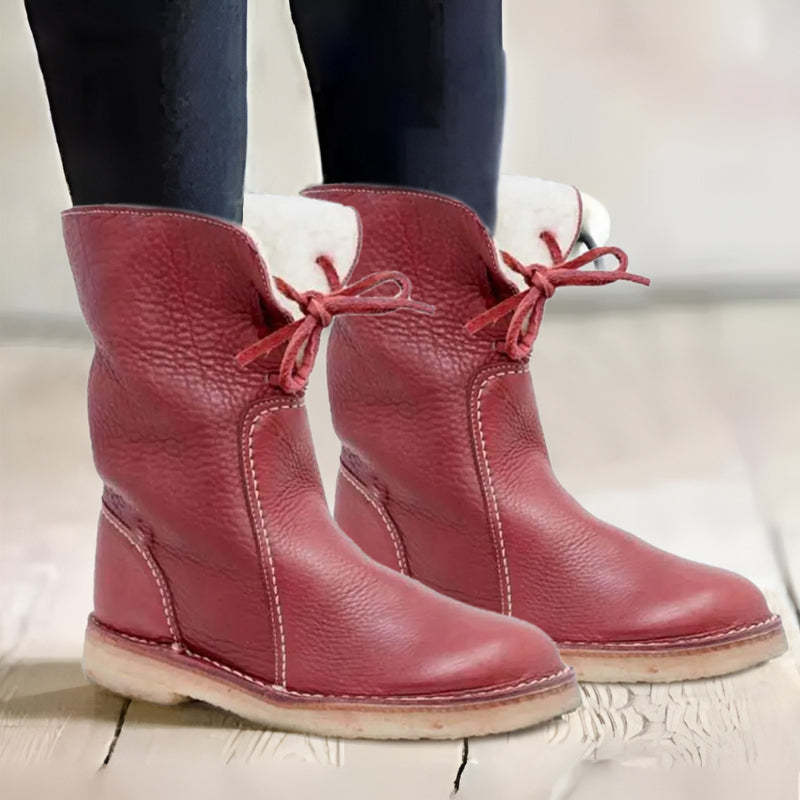 Women's Boots – Fur-Lined Winter Lace-Up Boots