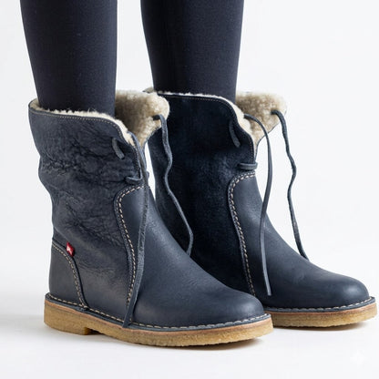 Women's Boots – Fur-Lined Winter Lace-Up Boots