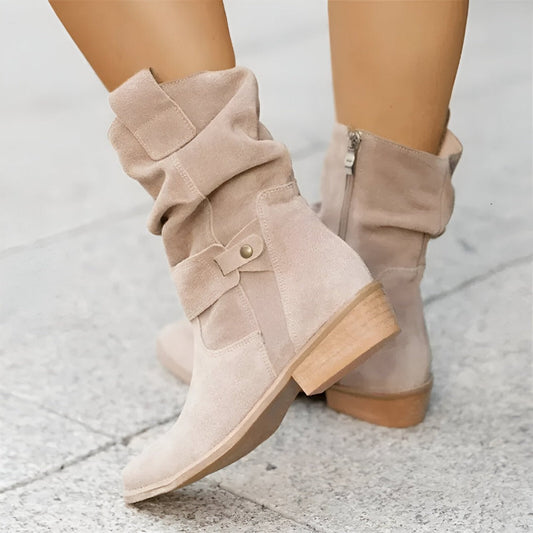 Women's Boots – Slouchy Buckle Accent Ankle Boots