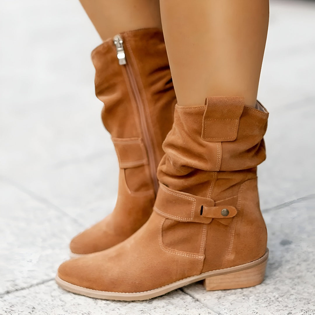 Women's Boots – Slouchy Buckle Accent Ankle Boots