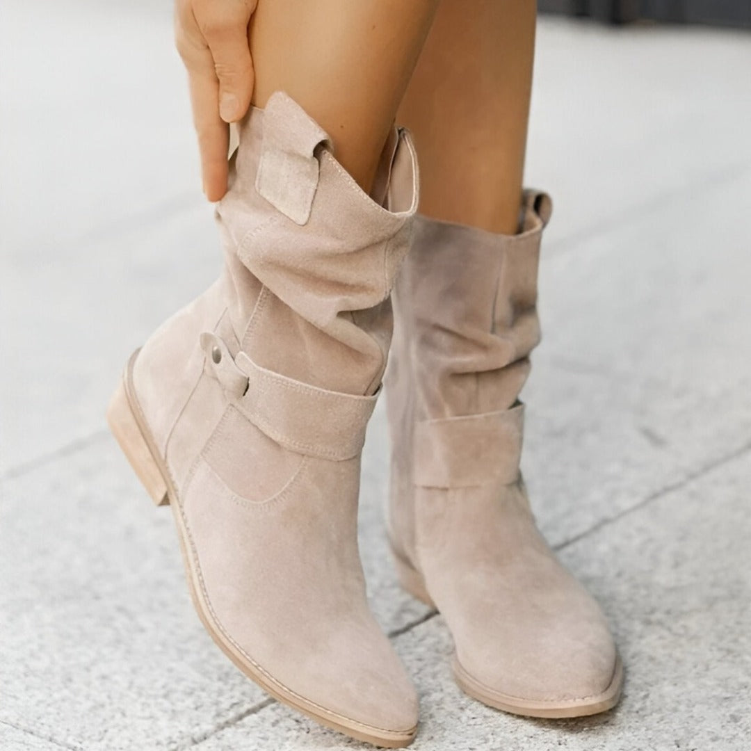 Women's Boots – Slouchy Buckle Accent Ankle Boots