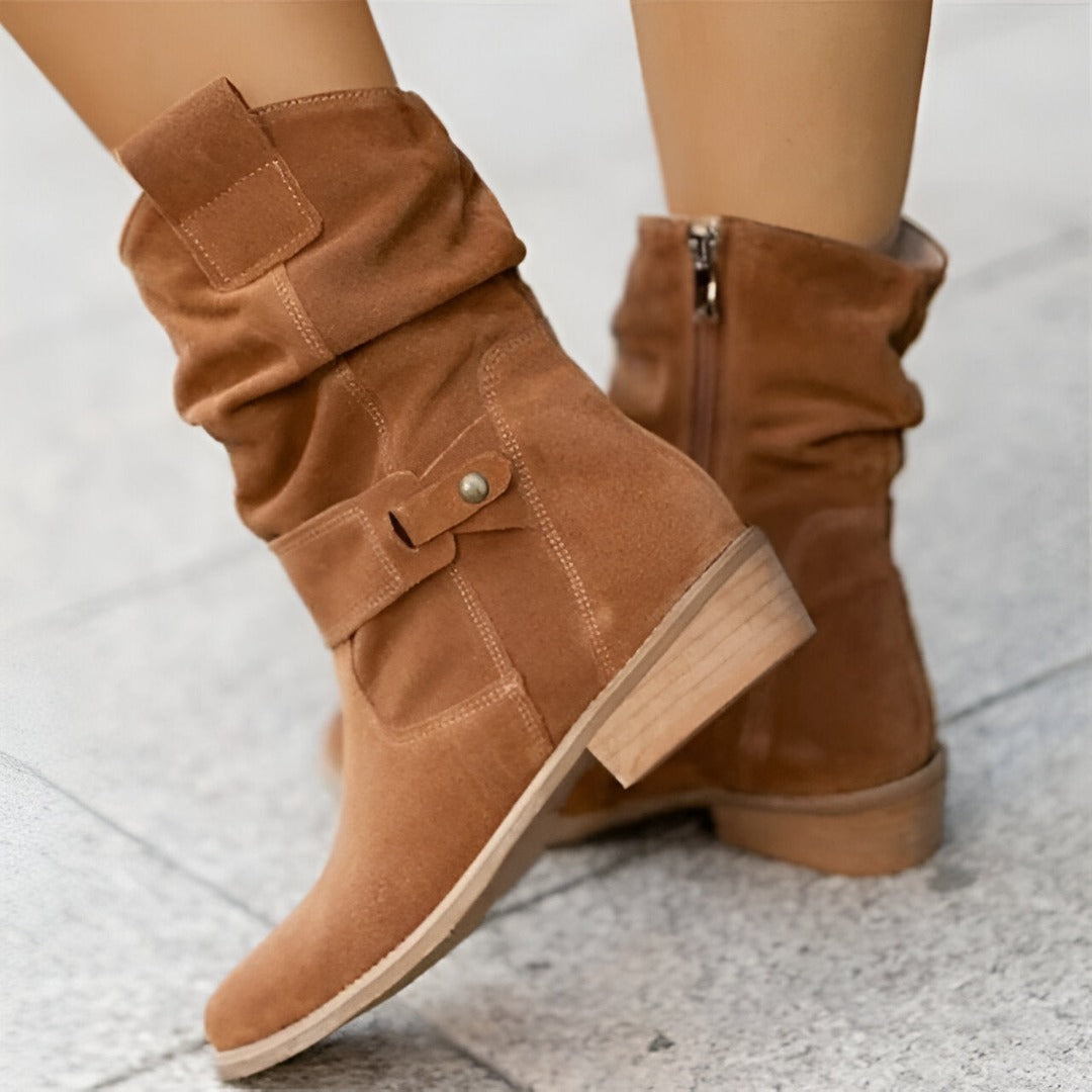Women's Boots – Slouchy Buckle Accent Ankle Boots