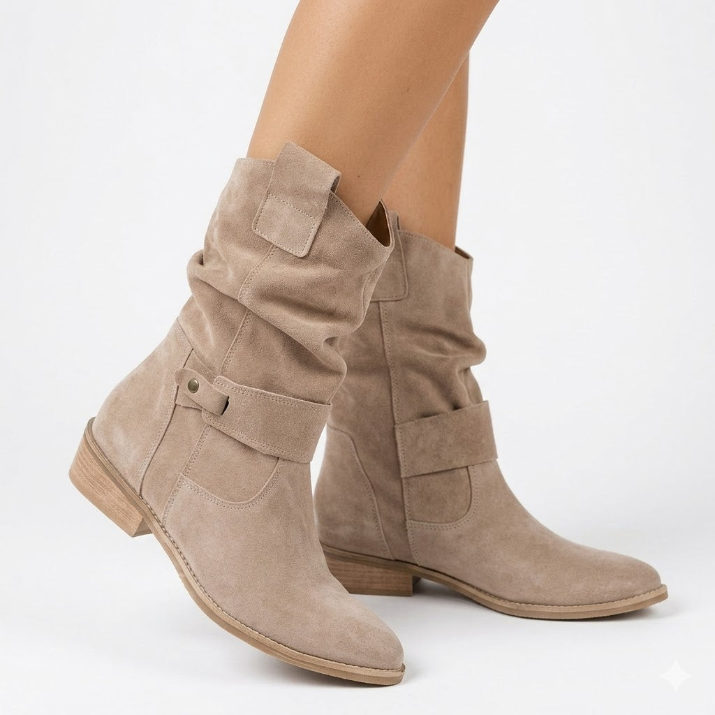 Women's Boots – Slouchy Buckle Accent Ankle Boots