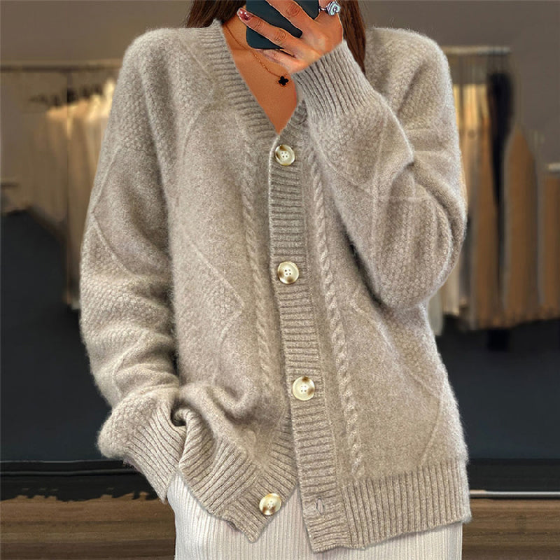Women's Cardigan – Cable Knit Button-Front Sweater