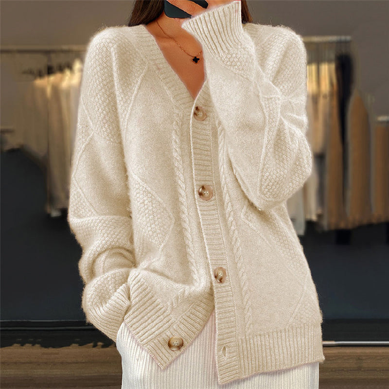 Women's Cardigan – Cable Knit Button-Front Sweater